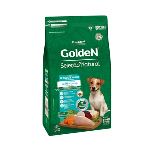 Ração Golden Seleção Natural Cães Adultos Porte Pequeno Mini Bits Sabor Frango e Arroz 3kg - imagem adicional