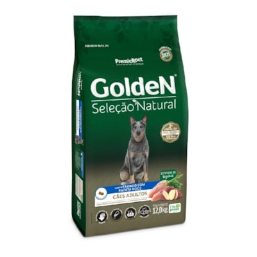 Ração Golden Seleção Natural Cães Adultos Sabor Frango com Batata Doce 12kg