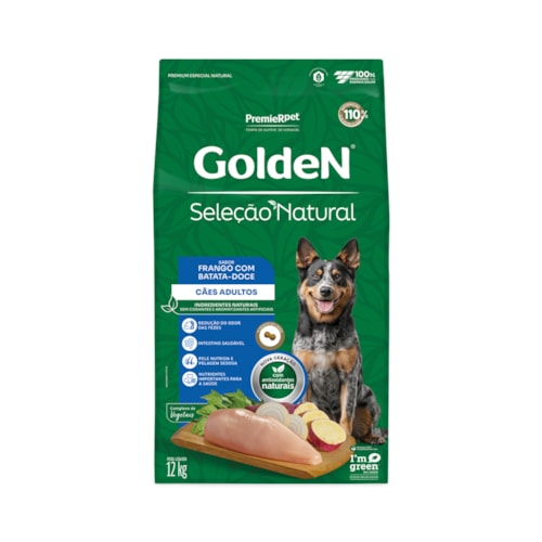 Ração Golden Seleção Natural Cães Adultos Sabor Frango com Batata Doce 12kg - imagem adicional