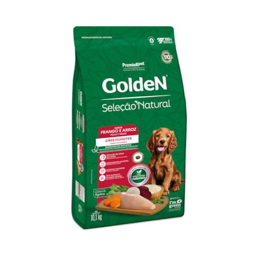Ração Golden Seleção Natural Cães Filhotes Frango e Arroz 10,1 kg - imagem adicional