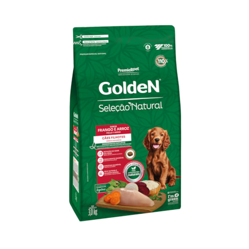 Ração Golden Seleção Natural Cães Filhotes Frango e Arroz 3,0 kg - imagem adicional