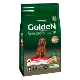 Ração Golden Seleção Natural Cães Filhotes Frango e Arroz 3,0 kg
