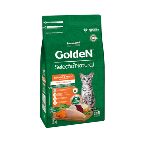Ração Golden Seleção Natural Gatos Adultos Frango e Arroz 1,0 kg - imagem adicional