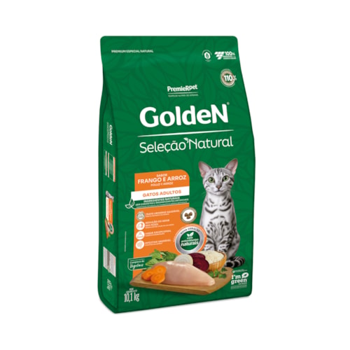 Ração Golden Seleção Natural Gatos Adultos Frango e Arroz 10,1 kg - imagem adicional