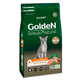 Ração Golden Seleção Natural Gatos Adultos Frango e Arroz 3,0 kg
