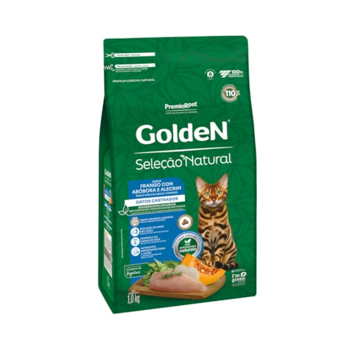 Ração Golden Seleção Natural Gatos Castrados Frango com Abóbora 1,0 kg - imagem adicional