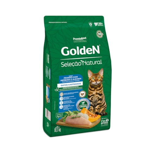 Ração Golden Seleção Natural Gatos Castrados Frango com Abóbora 10,1 kg - imagem adicional