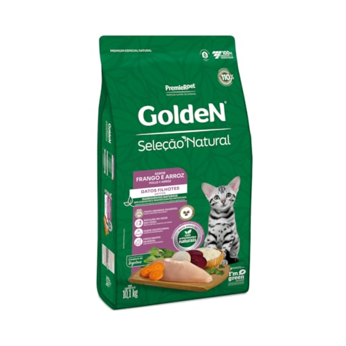 Ração Golden Seleção Natural Gatos Filhotes Frango e Arroz 10,1 kg - imagem adicional
