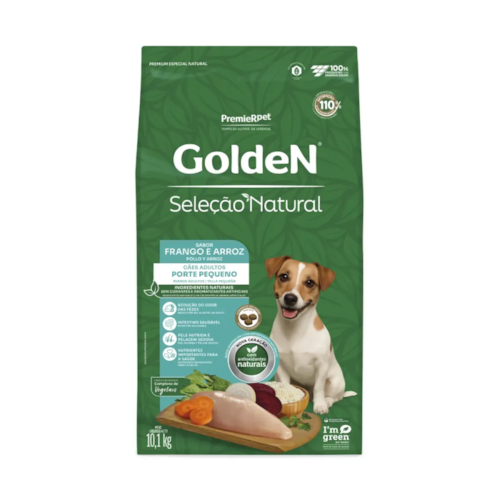 Ração Golden Seleção Natural Mini Bits Cães Adultos Raças Pequenas Frango e Arroz 10,1 kg