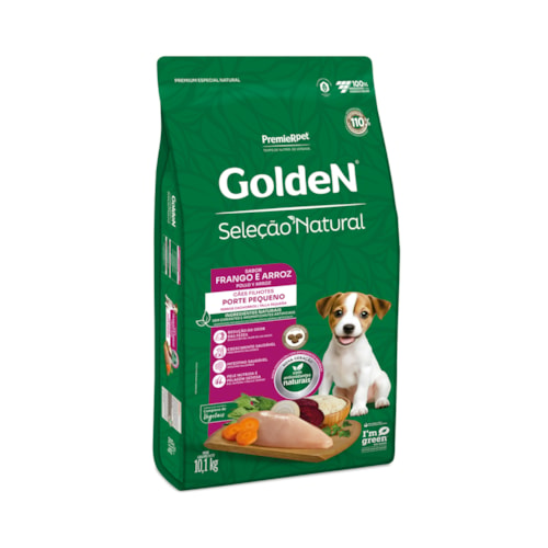 Ração Golden Seleção Natural Mini Bits Cães Filhotes Raças Pequenas Frango e Arroz 10,1 kg - imagem adicional
