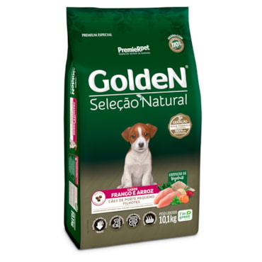 Ração Golden Seleção Natural Mini Bits Cães Filhotes Raças Pequenas Frango e Arroz 10,1 kg