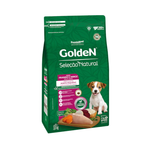 Ração Golden Seleção Natural Mini Bits Cães Filhotes Raças Pequenas Frango e Arroz 3,0 kg - imagem adicional