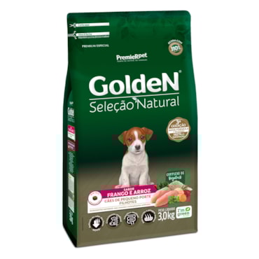Ração Golden Seleção Natural Mini Bits Cães Filhotes Raças Pequenas Frango e Arroz 3,0 kg