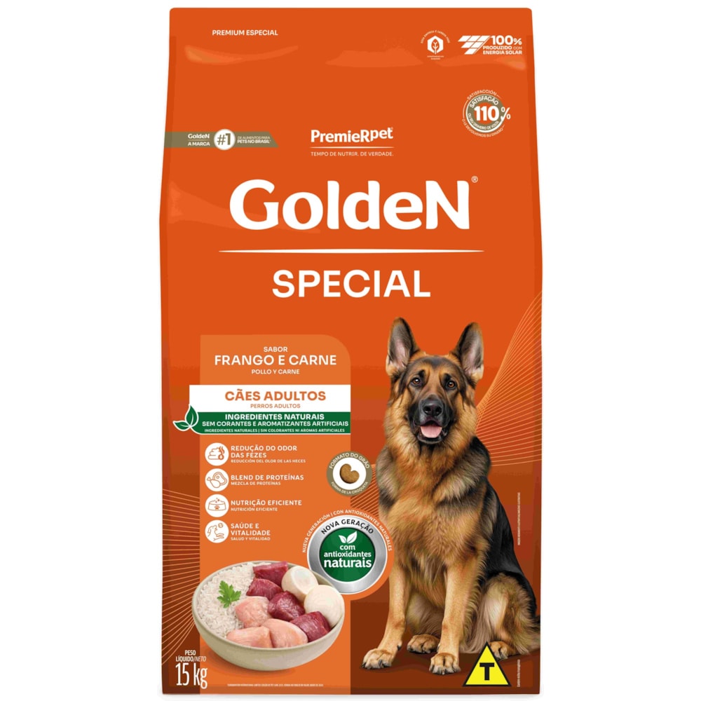 Ração Golden Special Cães Adultos Sabor Frango e Carne 15kg