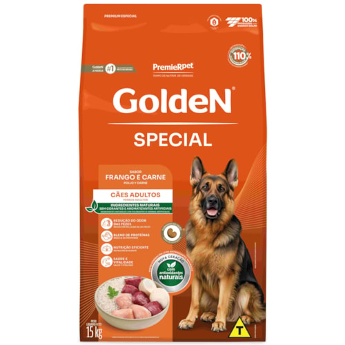 Ração Golden Special Cães Adultos Sabor Frango e Carne 15kg