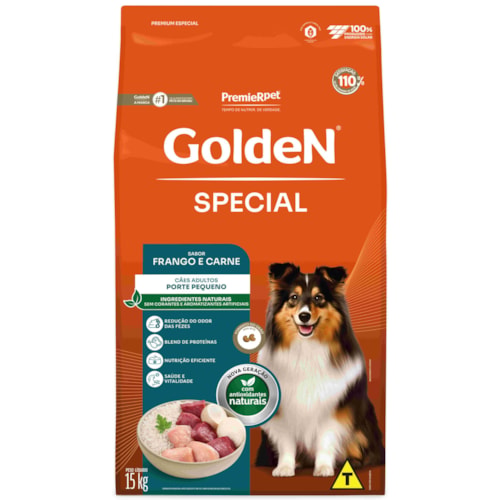 Ração Golden Special Cães Adultos Sabor Porte Pequeno Frango e Carne 15kg - imagem adicional