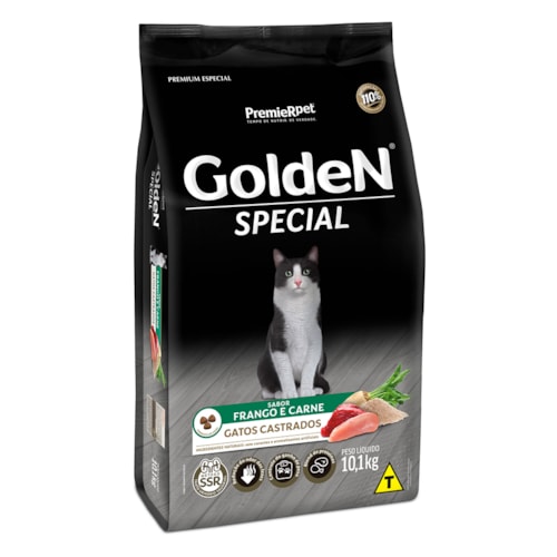 Ração Golden Special Gatos Adultos Castrados Sabor Frango e Carne 10,1kg - imagem adicional