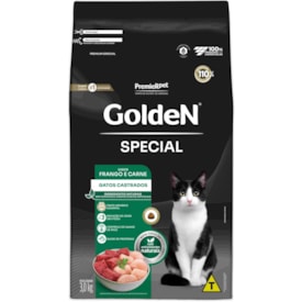 Ração Golden Special Gatos Adultos Castrados Sabor Frango e Carne 3kg - imagem adicional