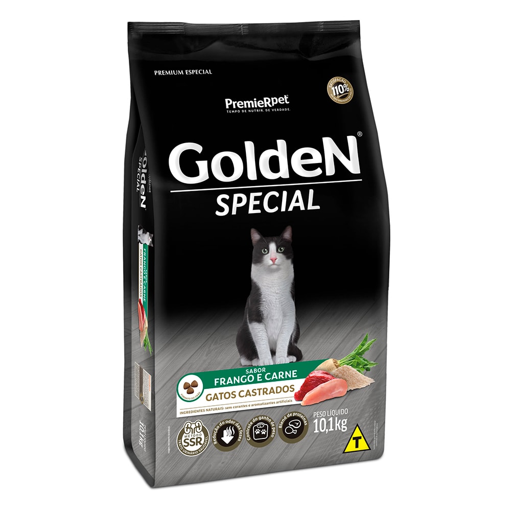 Ração Golden Special para Gatos Adultos Castrados Sabor Frango e