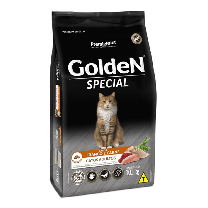 Ração Golden Special para Gatos Adultos Sabor Frango e Carne 10,1KG