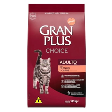 Ração Gran Plus Choice para Gatos Adultos Sabor Frango e Carne 10,1kg