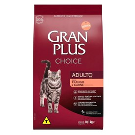 Ração Gran Plus Choice para Gatos Adultos Sabor Frango e Carne 10,1kg