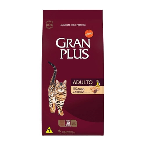 Ração Gran Plus Gatos Adultos Frango e Arroz 1,0 kg