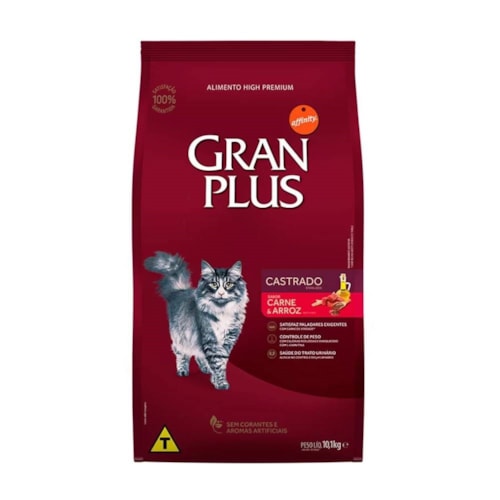 Ração Gran Plus Gatos Castrados Carne e Arroz 10,1 kg