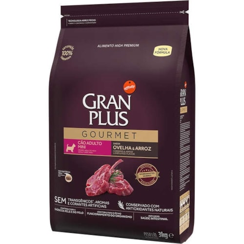 Ração Gran Plus Gourmet Cães Adultos Raças Mini Ovelha & Arroz 3,0 kg