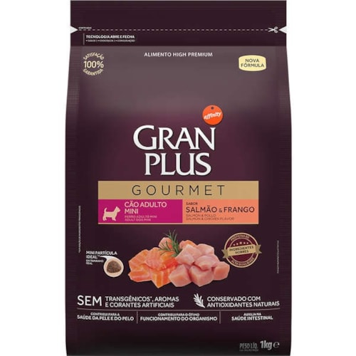 Ração Gran Plus Gourmet Cães Adultos Raças Mini Salmão & Frango 1,0 kg