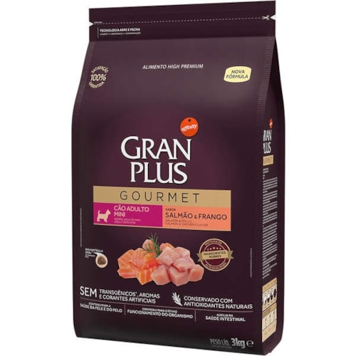 Ração Gran Plus Gourmet Cães Adultos Raças Mini Salmão & Frango 3,0 kg