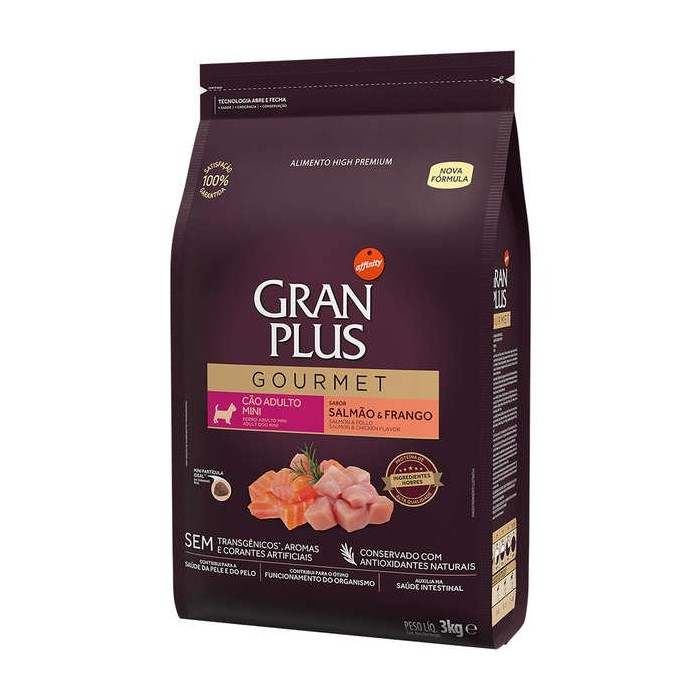 Ração Gran Plus Gourmet Cães Adultos Raças Mini Salmão & Frango 3,0 kg