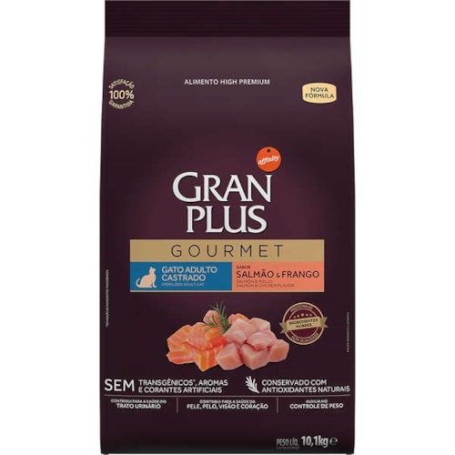 Ração Gran Plus Gourmet Gatos Castrados Salmão & Frango 10,1 kg