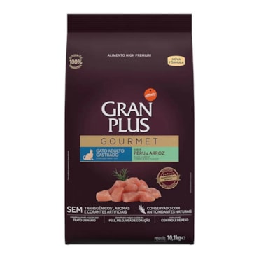 Ração Gran Plus Gourmet Sabor Peru e Arroz para Gatos Castrados 10,1kg  - imagem adicional