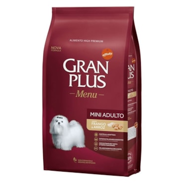 Ração Gran Plus Menu Cães Adultos Raças Pequenas Frango e Arroz 1,0 kg