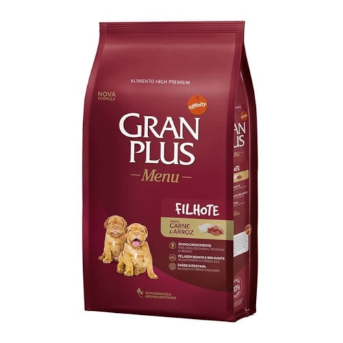 Ração Gran Plus Menu Cães Filhotes Carne e Arroz 15,0 kg