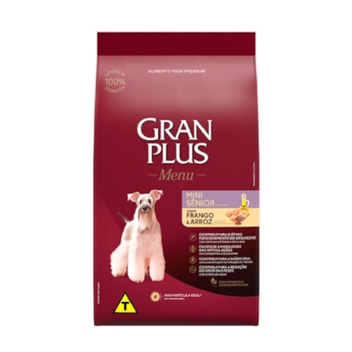 Ração Gran Plus Menu Frango e Arroz Cães Sênior Raças Mini e Pequenas 10,1 kg