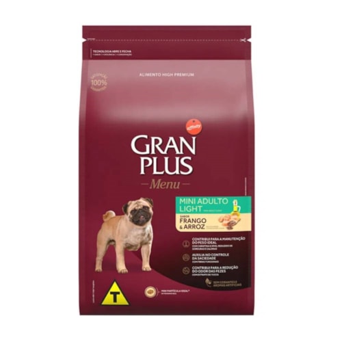 Ração Gran Plus Menu Light Frango e Arroz Cães Mini Adultos 10,0 kg