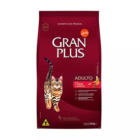 Ração Gran Plus para Gatos Adultos Sabor Carne e Arroz 10,1kg - (Pacote único)