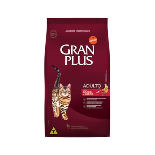 Ração Gran Plus para Gatos Adultos Sabor Carne e Arroz 3kg