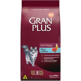 Ração Gran Plus para Gatos Castrados Sabor Atum e Arroz 10,1kg (Individual)