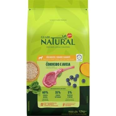 Ração Guabi Natural para Cães Adultos de Raças Grandes e Gigantes Sabor Cordeiro & Aveia 12kg
