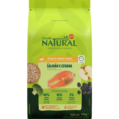 Ração Guabi Natural para Cães Adultos de Raças Grandes e Gigantes Sabor Salmão & Cevada 12kg