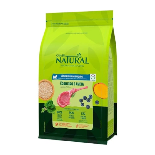 Ração Guabi Natural para Cães Adultos de Raças Mini e Pequenas Sabor Cordeiro e Aveia