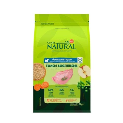 Ração Guabi Natural para Cães Adultos de Raças Mini e Pequenas Sabor Frango e Arroz Integral
