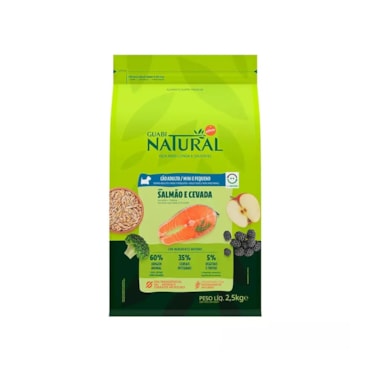 Ração Guabi Natural para Cães Adultos de Raças Mini e Pequenas Sabor Salmão e Cevada