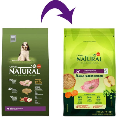Ração Guabi Natural para Cães Filhotes de Raças Médias Sabor Frango e Arroz Integral 10,1kg - imagem adicional