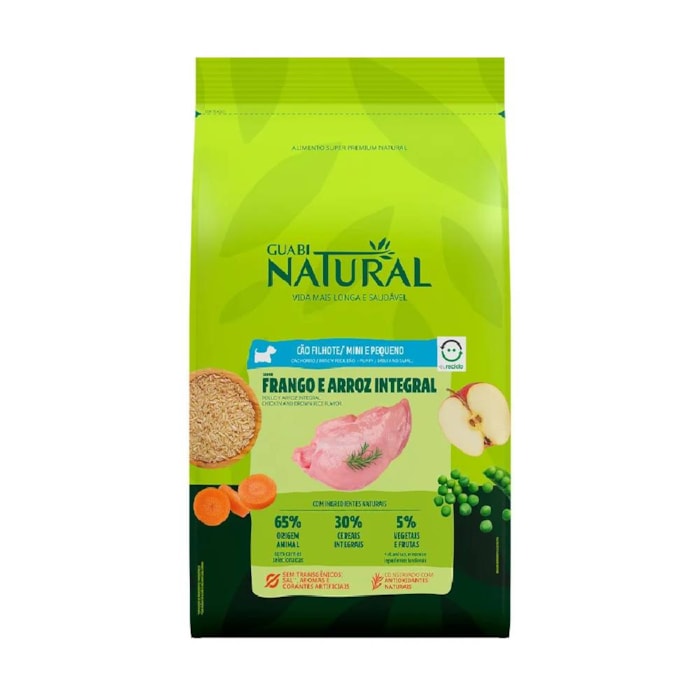 Ração Guabi Natural para Cães Filhotes de Raças Mini e Pequenas Sabor Frango e Arroz Integral