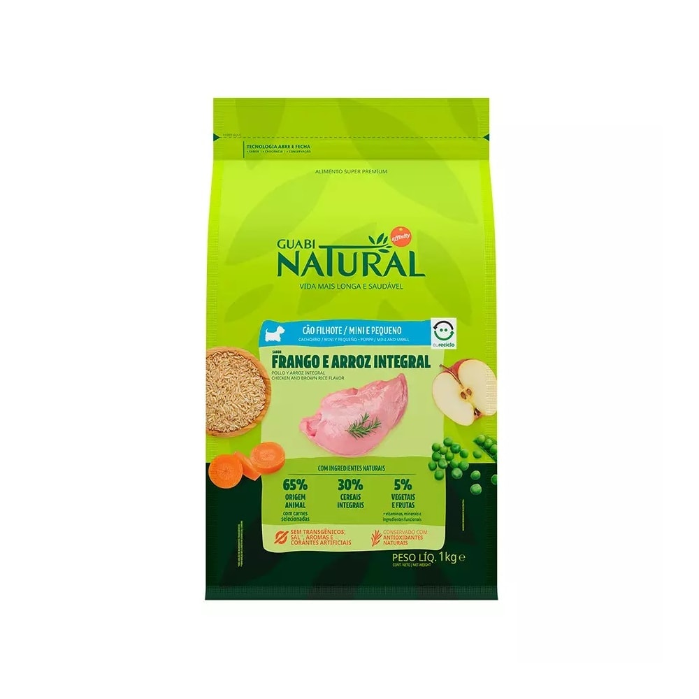 Ração Guabi Natural para Cães Filhotes de Raças Mini e Pequenas Sabor Frango e Arroz Integral