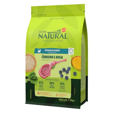 Ração Guabi Natural para Gatos Adultos e Castrados Sabor Cordeiro e Aveia